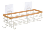 Cubina Wall Bin Shower Caddy with Hooks, White/Natural