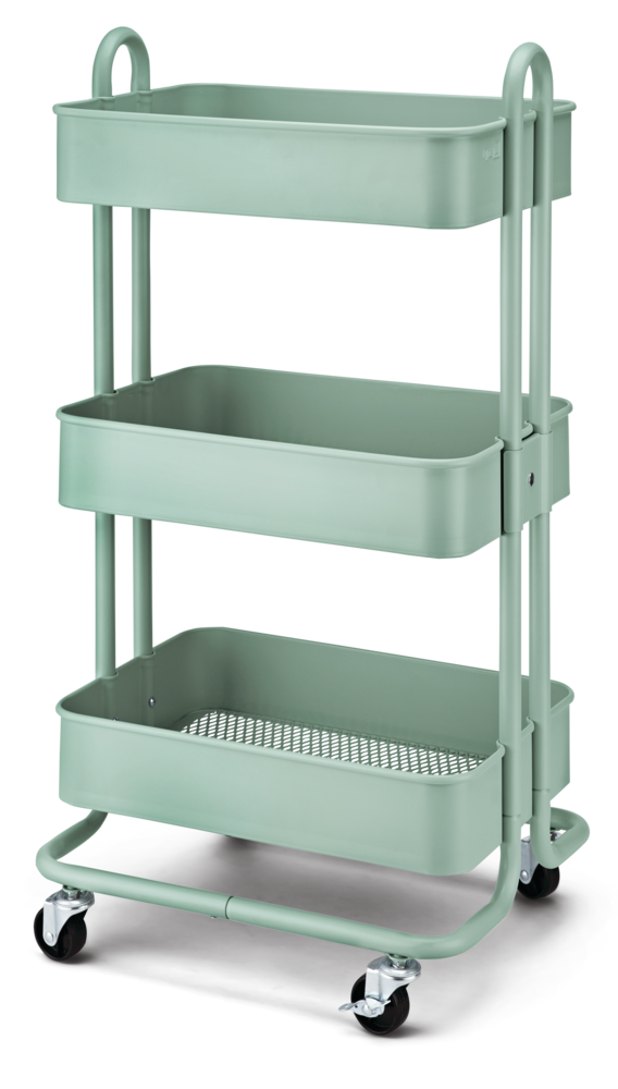 Momentum Steel 3-Tier Utility Cart with 4 Wheels, Eucalyptus K9405