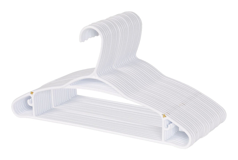 Plastic Hangers, Slim, White, 24-pk E8155