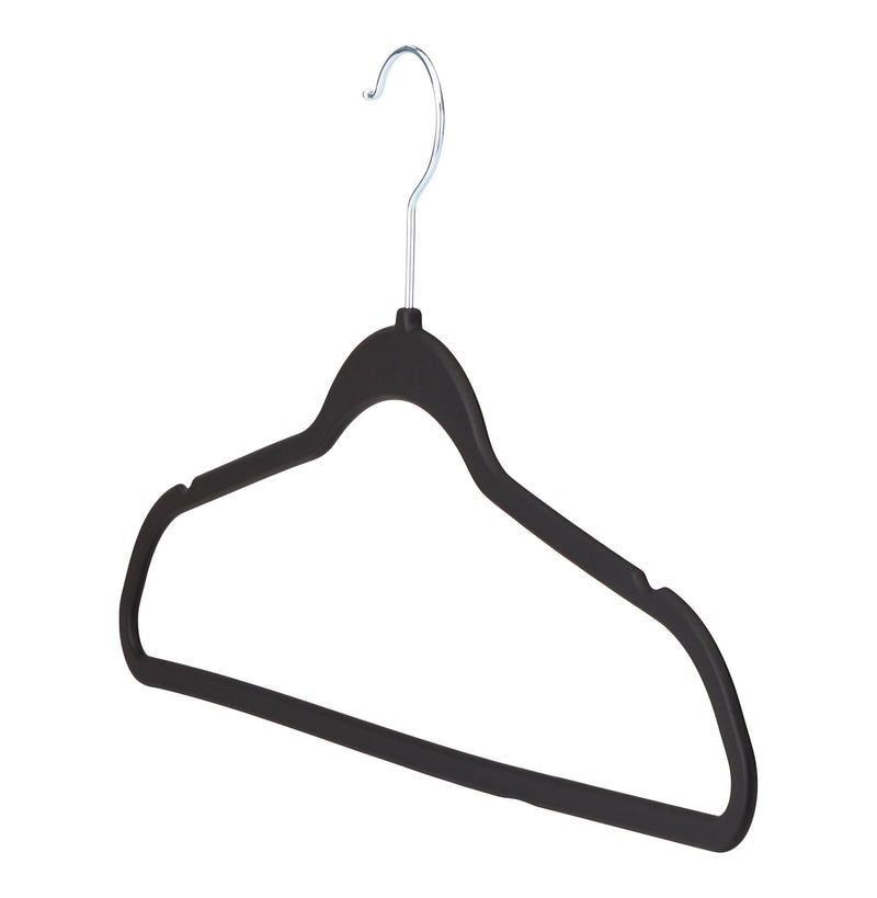 Rubberized Slim Non-Slip Hanger, Black 10-pk A7922