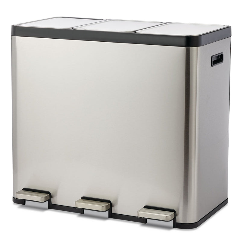 Tri-Sorter Stainless Steel Garbage Can, 3 x 20-L D3269