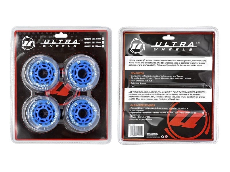 Inline Skates Replacement Wheels, Assorted Sizes, Blue, 4-pk L6724