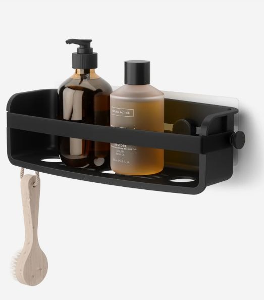 Flex Adhesive Shower Caddy Organizer Bin, Black T8440