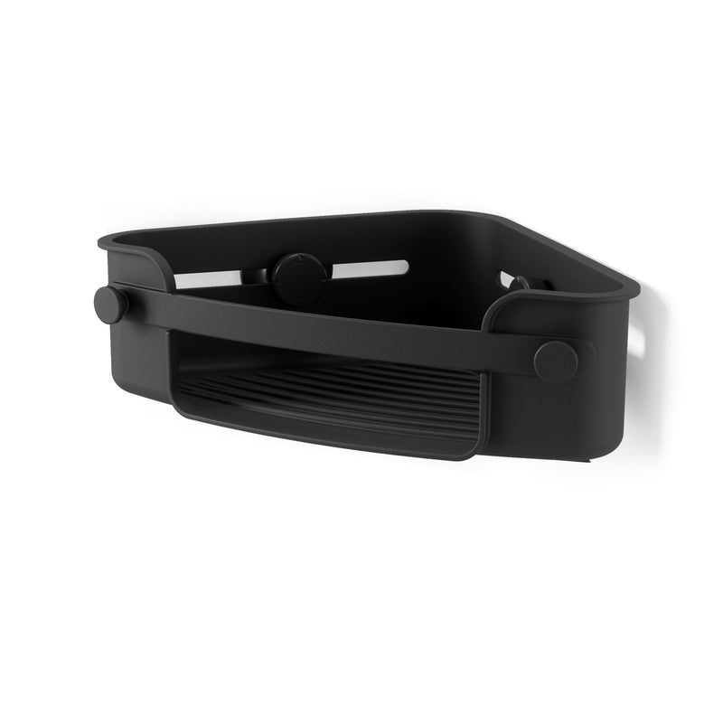 Flex Gel-Lock Corner Shower Caddy Organizer Bin with Hooks, Black P3226