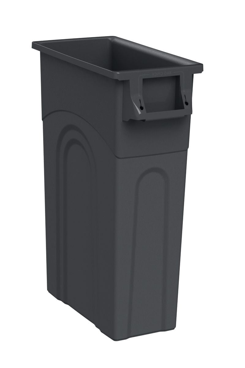 Plastic Tall Slim Rectangular Garbage Can, Black, 87-L Q2826