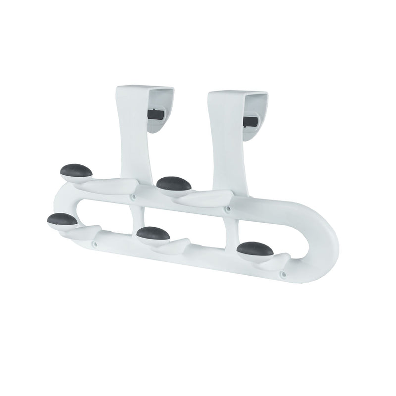 Plastic 5-Hook Over the Door Hook, White, 13-in U4704