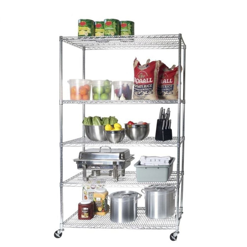 5-Tier Heavy Duty Shelving, 48-in x 24-in x 72-in, Chrome P5624
