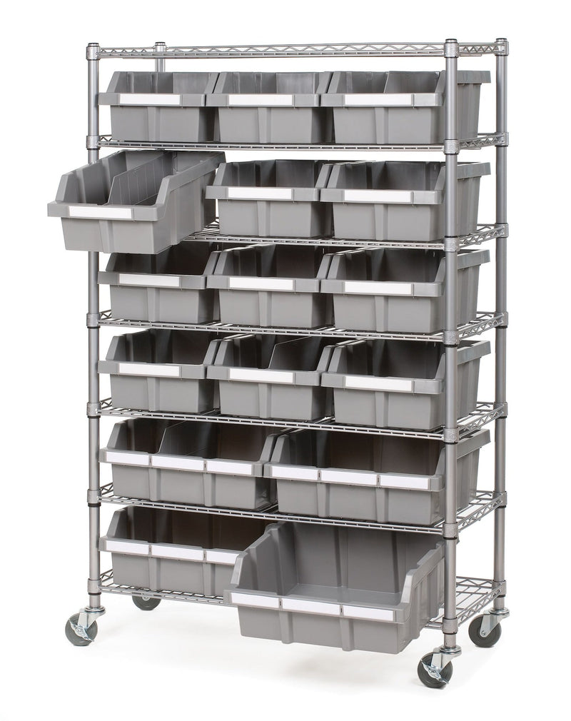 7-Tier NSF 16-Bin Rack Shelving, 36-in x 14-in x 56-in K2209