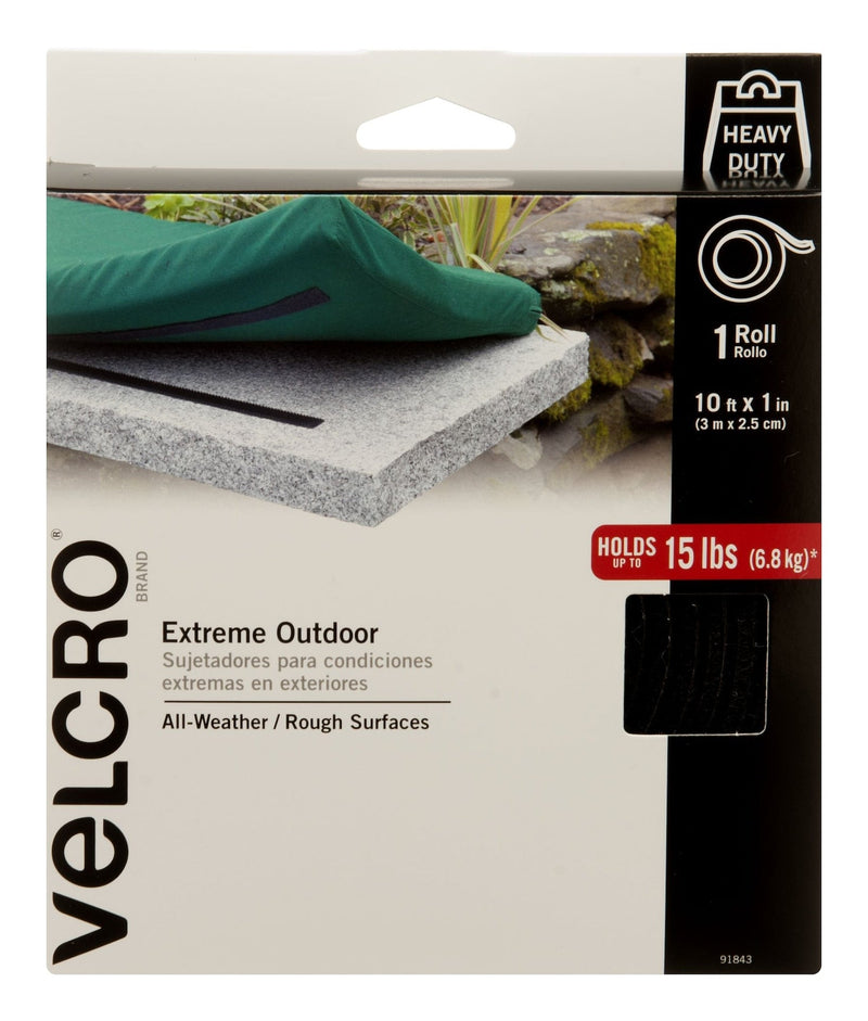 Hook-and-loop Industrial Strength Extreme Heavy Duty Tape, Black, 15-lbs, 10-ft x 1-in, 1-pk A9424