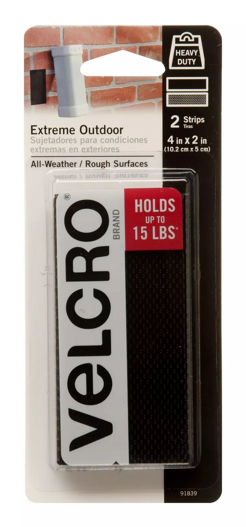 Hook-and-loop Industrial Strength Extreme Strips, Black, 4-in x 2-in Q5459
