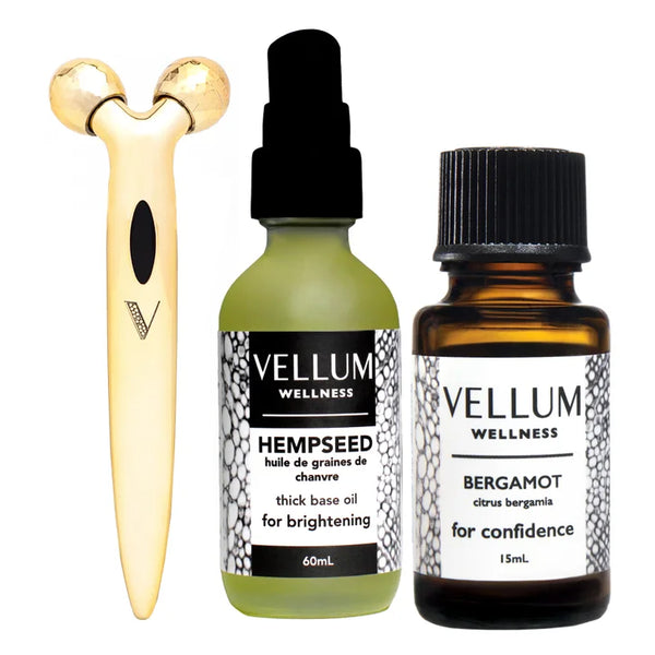 Vellum Wellness Mature Skin Kit with Essential Oils and Facial Roller T5484
