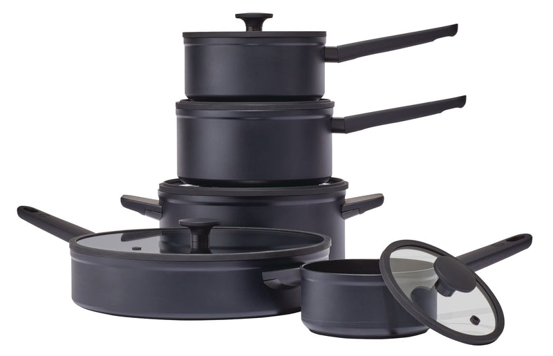 10-Piece Non-Stick Cookware Set, Black, Non-Stick Cookset, Blue, 8-pc, Aluminum Non-Stick Frypan,... J3852