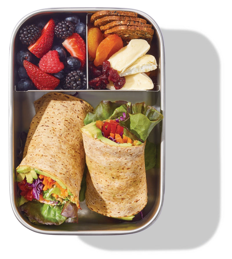 3-Compartment Stainless Bento Lunch Box Food Storage Container, Blue, 1.3-L L7646