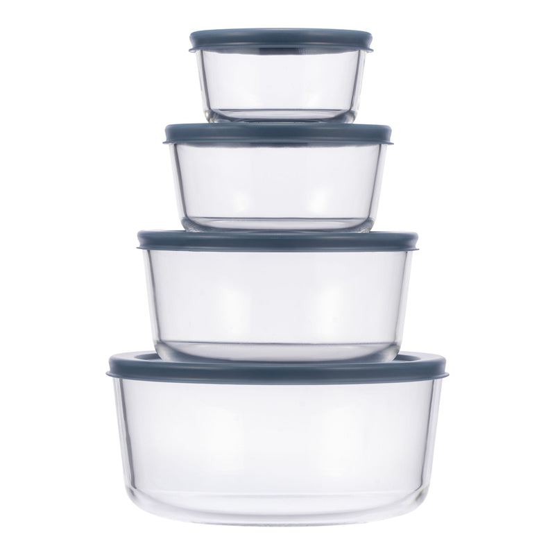Round Glass Food Storage Container Set with Lids, 8-pc X6942