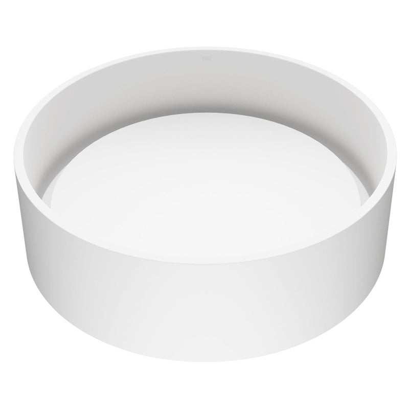 Anvil Matte Stone Round Composite Vessel Bathroom Sink/Basin with Deep Bowl, White Q0720