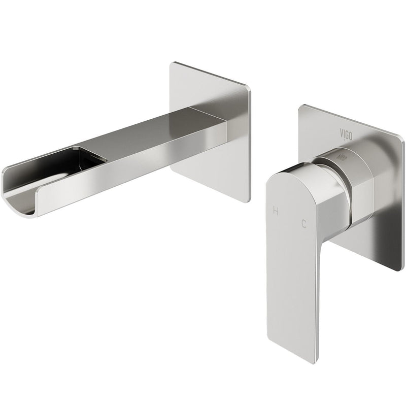 Atticus Brushed Nickel Wall Mount Bathroom Faucet T1235
