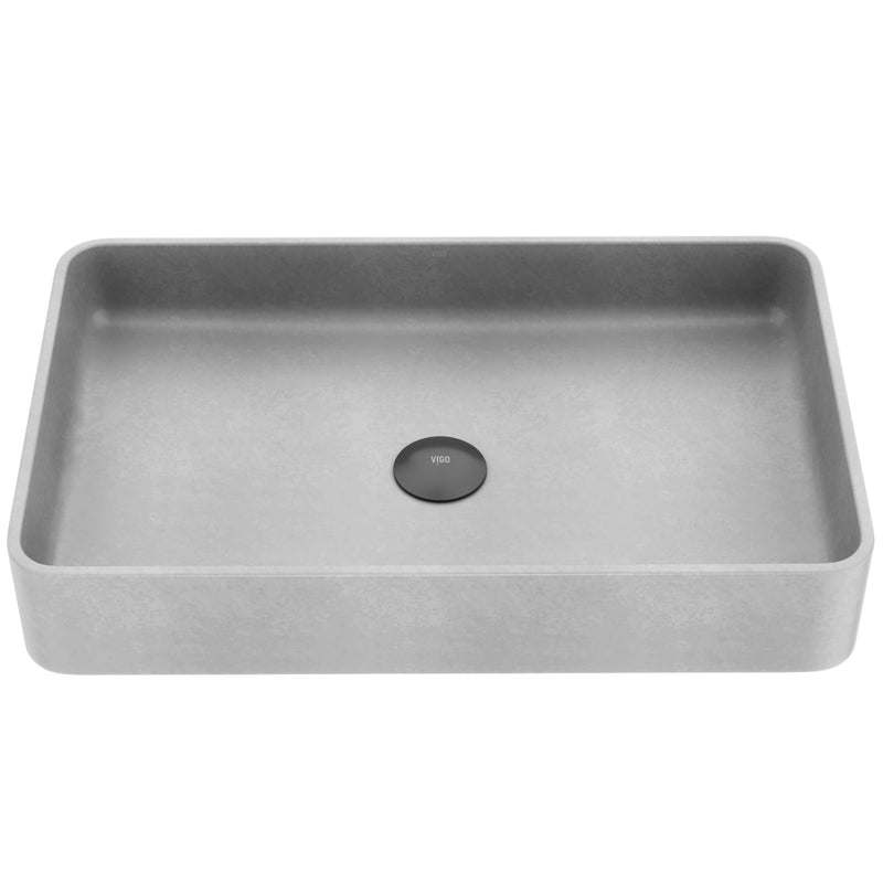 Basilica Gothic 23x14-in Deep Grey Bathroom Sink/Basin with Rectangular Vessel V9832