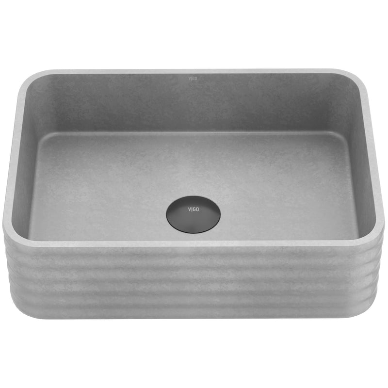 Cadman 18-in Deep Grey Bathroom Sink/Basin with Rectangular Fluted Vessel N6877