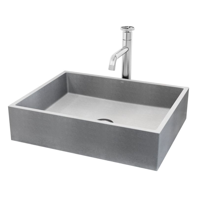 Coca Gothic Grey Bathroom Sink/Basin Set with Cass Faucet and Rectangular Vessel S2512