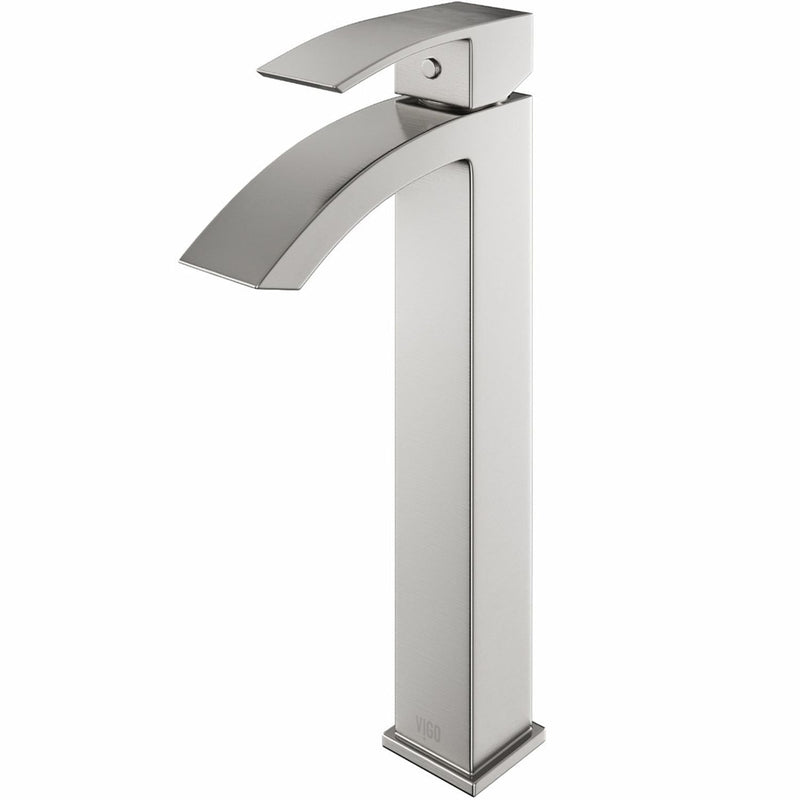 Duris Vessel Single Handle Vessel Sink Bathroom Faucet with Deck Plate, Brushed Nickel D0053