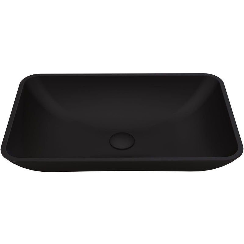 Hadyn Glass Rectangular Vessel Bathroom Sink/Basin with Rounded Edges & Deep Bowl, Black I1728