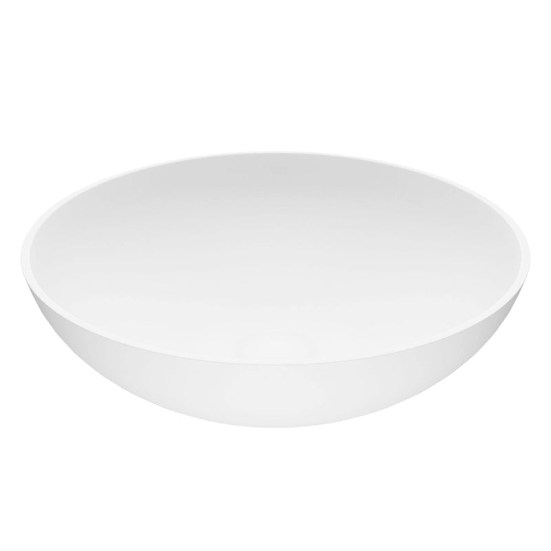 Lotus Matte Stone Round Composite Vessel Bathroom Sink/Basin with Deep Bowl, White Z9874