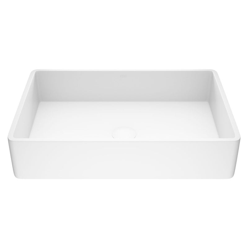 Magnolia Matte Stone Vessel Bathroom Sink/Basin with Deep Bowl, White P7264