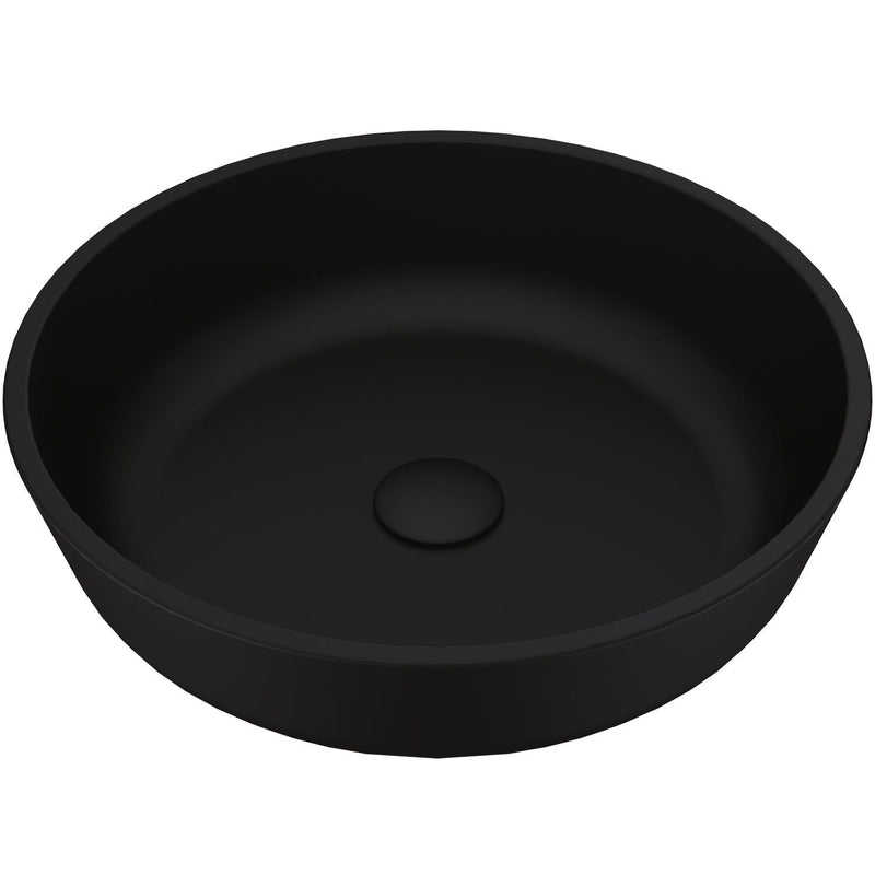 Modus Glass Round Vessel Bathroom Sink/Basin with Rounded Edges & Deep Bowl, Black Z8720