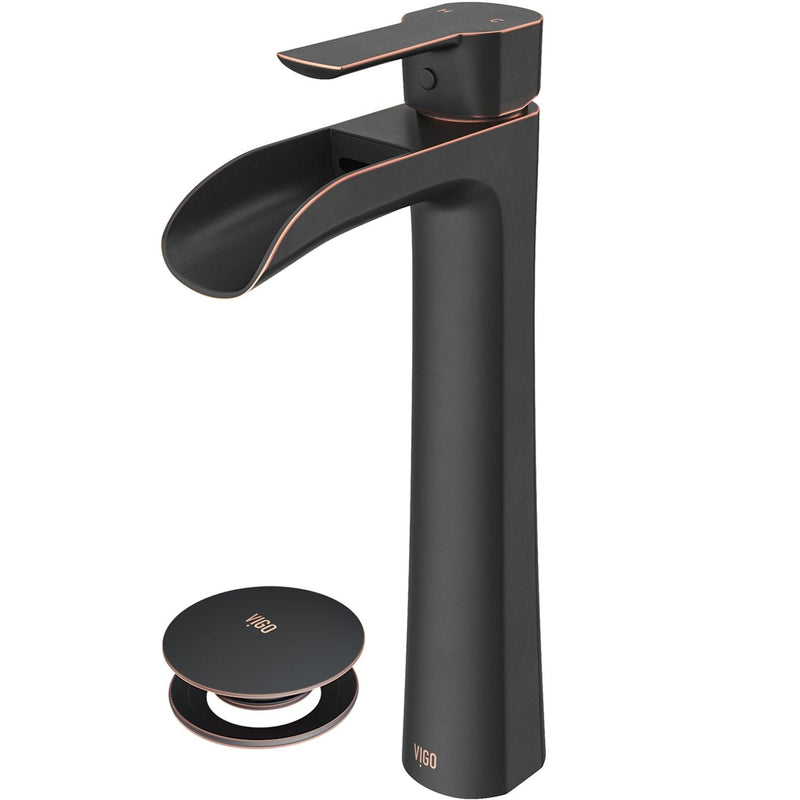 Niko Single Handle Vessel Single Hole Bathroom Sink Faucet with Pop-up Drain, Antique Rubbed Bronze X5737