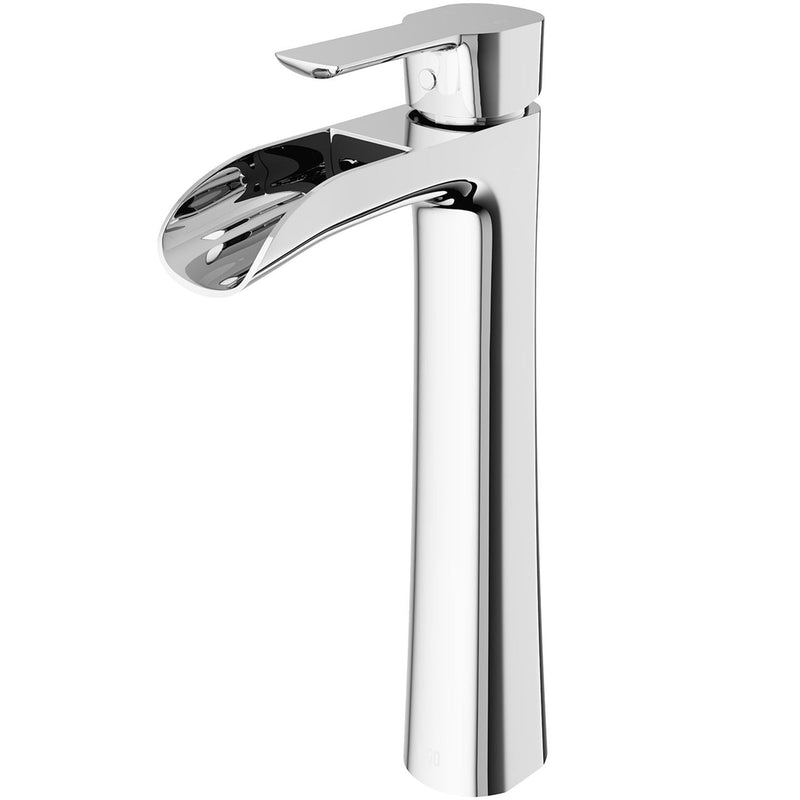 Niko Single Handle Vessel Sink Bathroom Faucet with Deck Plate, Chrome W0238