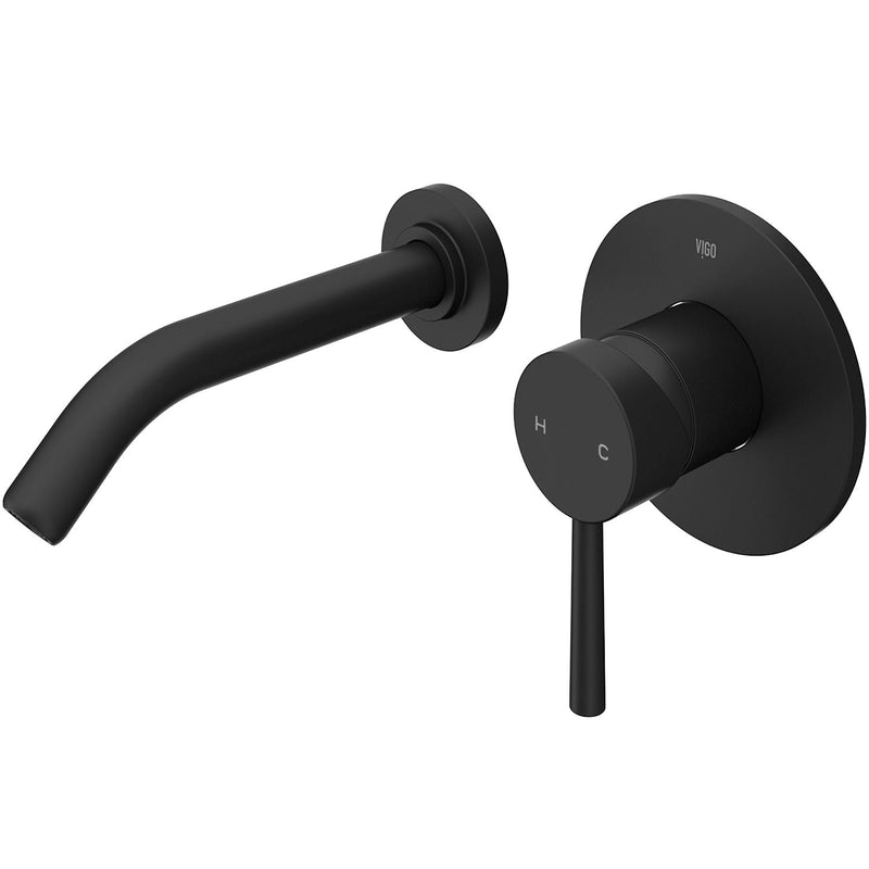 Olus Single Handle Wall Mount Bathroom Sink Faucet, WaterSense Certified, Matte Black H3779
