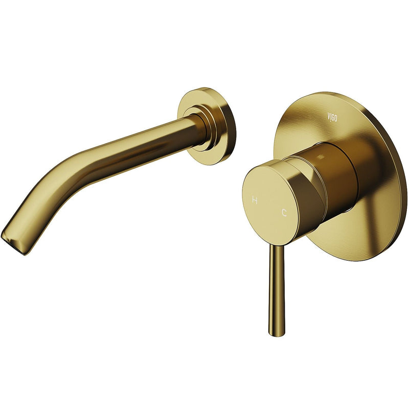 Olus Wall Mount Single Lever Bathroom Sink Faucet, WaterSense Certified, Matte BGold P9417