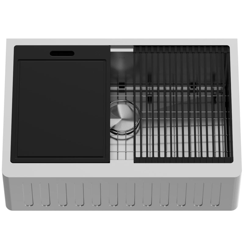 Oxford 1-Bowl Stainless Steel Apron Front Farmhouse Kitchen Sink with Accessories, 30-in D6293