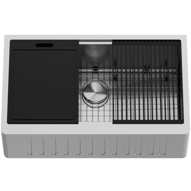 Oxford 1-Bowl Stainless Steel Apron Front Farmhouse Kitchen Sink with Accessories, 33-in G1615