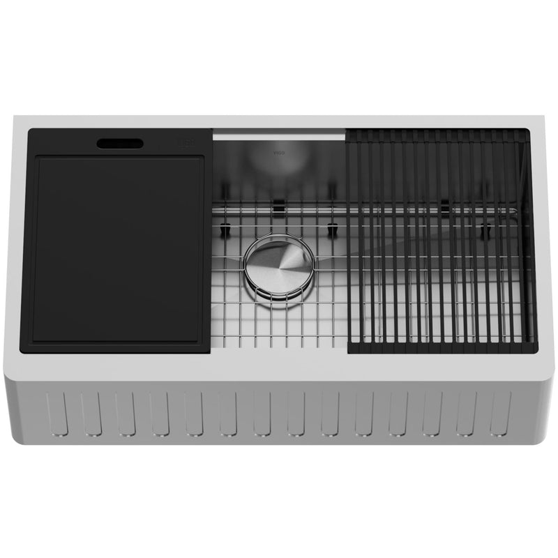 Oxford Single Farmhouse Kitchen Sink, 36-in x 21-in I2817
