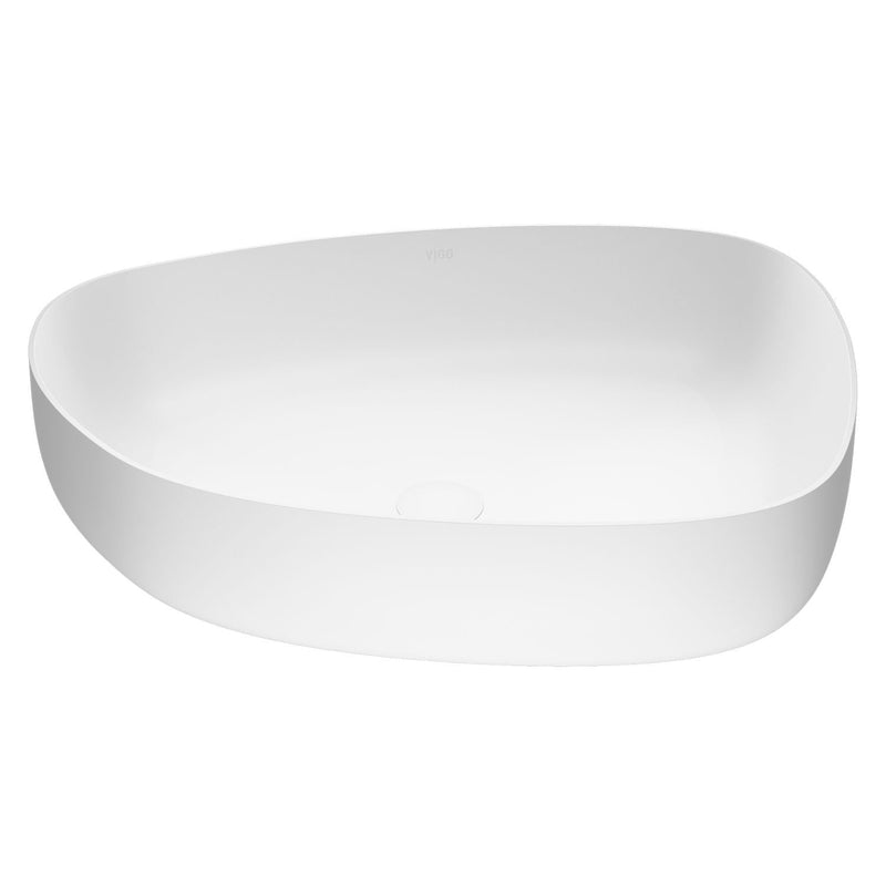Peony Matte Stone Novelty Composite Vessel Bathroom Sink/Basin with Deep Bowl, White S5862