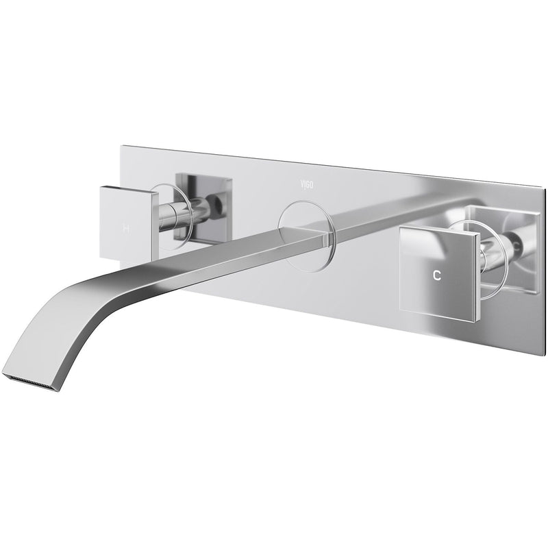 Titus Wall Mount Dual Handle Bathroom Sink Faucet, Eco-Friendly 1.2 GPM Flow Rate, Chrome K0052