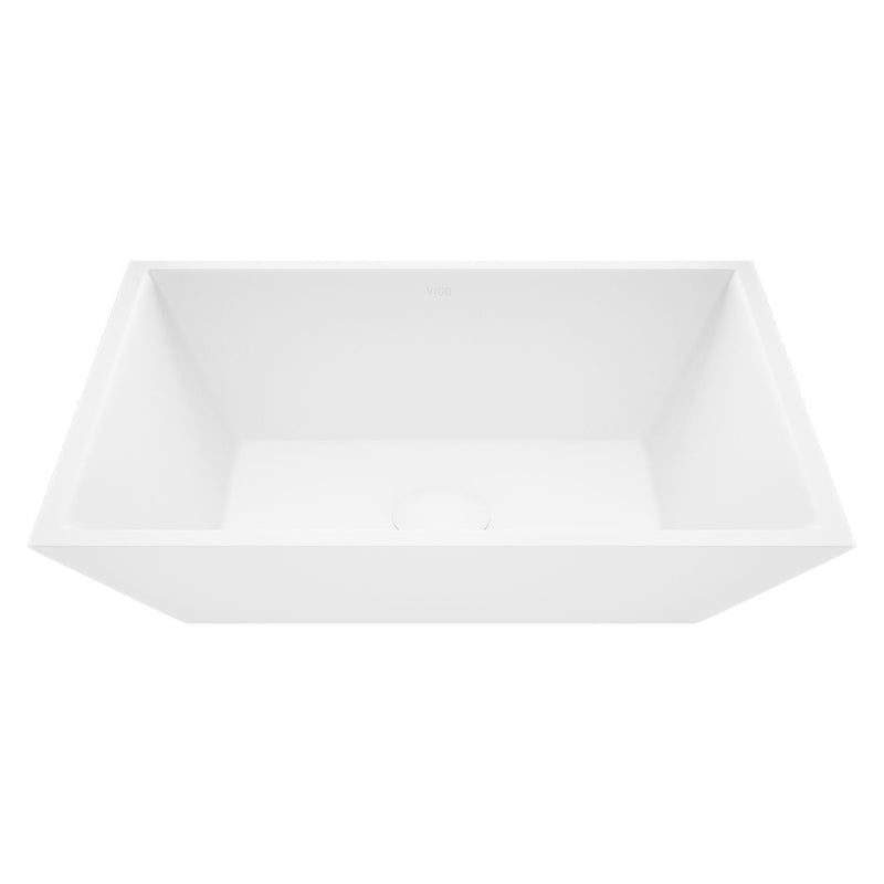 Vinca Matte Stone Vessel Bathroom Sink/Basin with Deep Bowl, White J4839