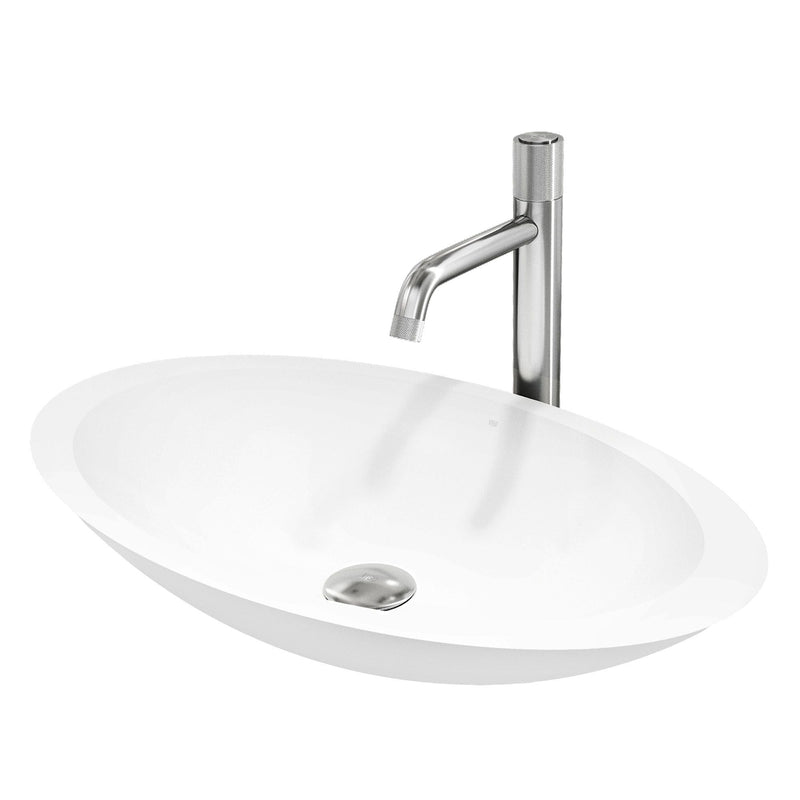 Wisteria White Bathroom Sink/Basin Set with Apollo Faucet and Oval Composite Vessel Z8785
