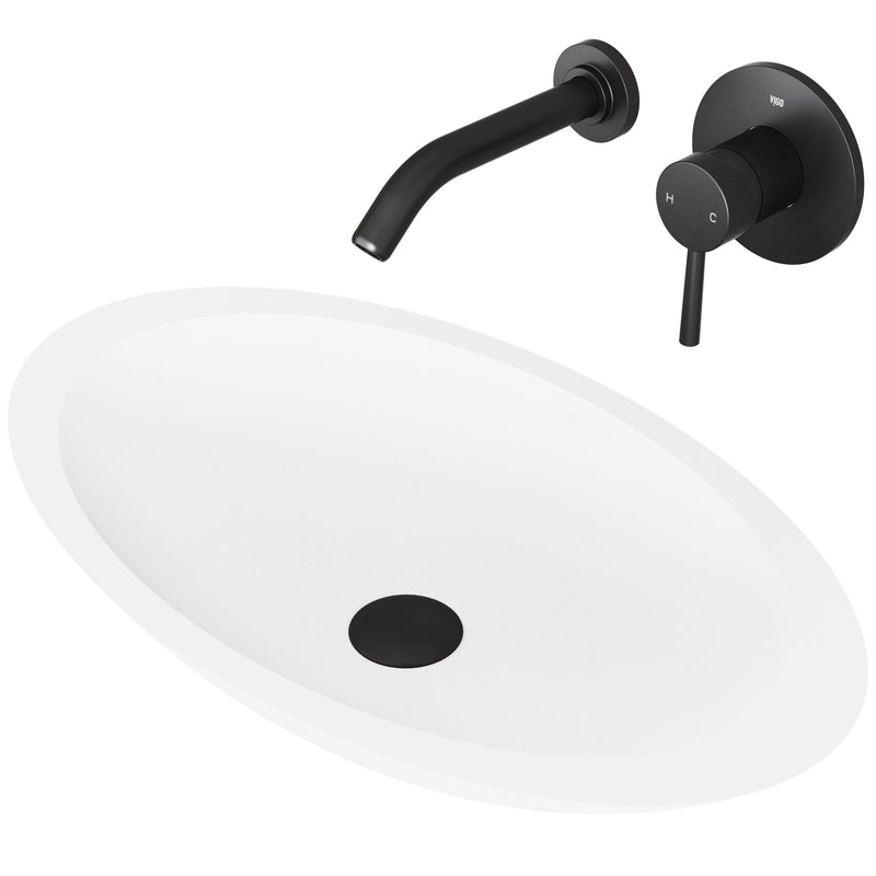 Wisteria White Bathroom Sink Set with Matte Black Olus Faucet E1323