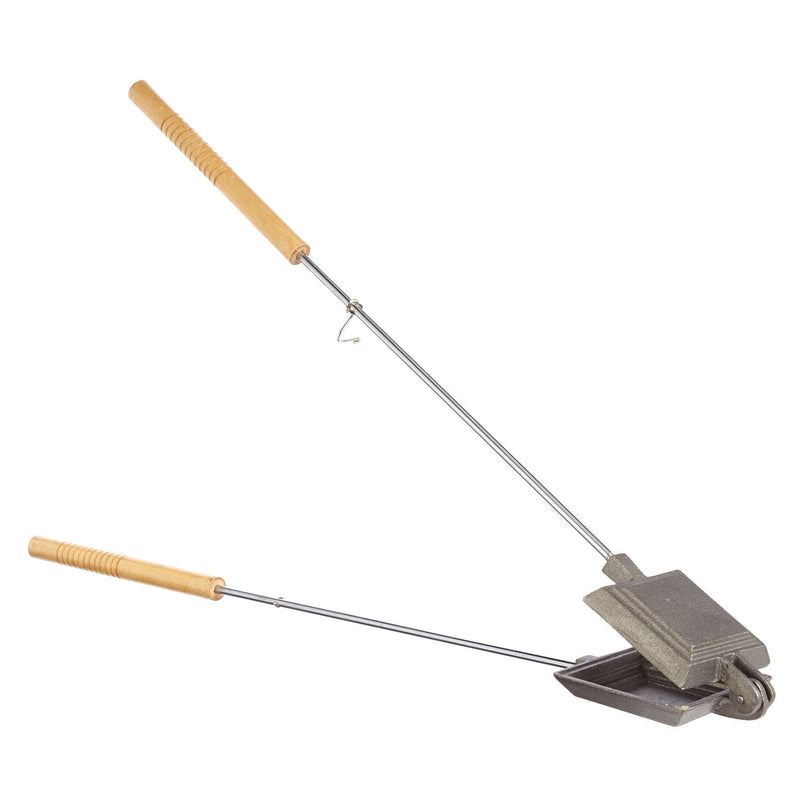 Cast Iron Non-Stick Camping Sandwich Toaster with Long Handle, 4x4-in O0996