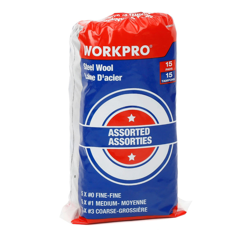 Steel Wool Pads For Multi-Surface Smoothing & Cleaning, Assorted Grade Pack, 15-pk F2929
