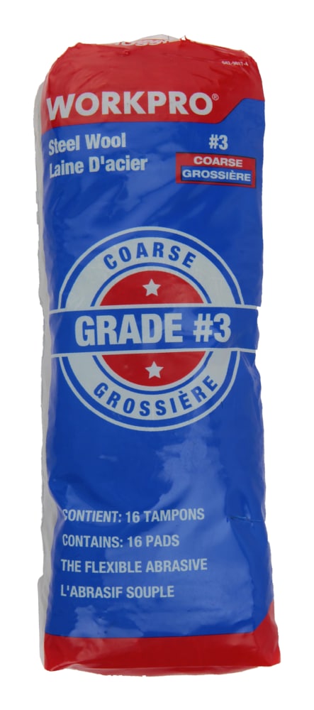Steel Wool Pads, Surface Cleaning, Paint Removal & Restoration, Coarse Grade 3, 16-pk N6651
