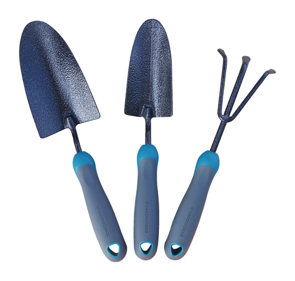 Carbon-Steel Garden Tool Set with Rubber Handles, Hammertone Finish, 3-pc K3455