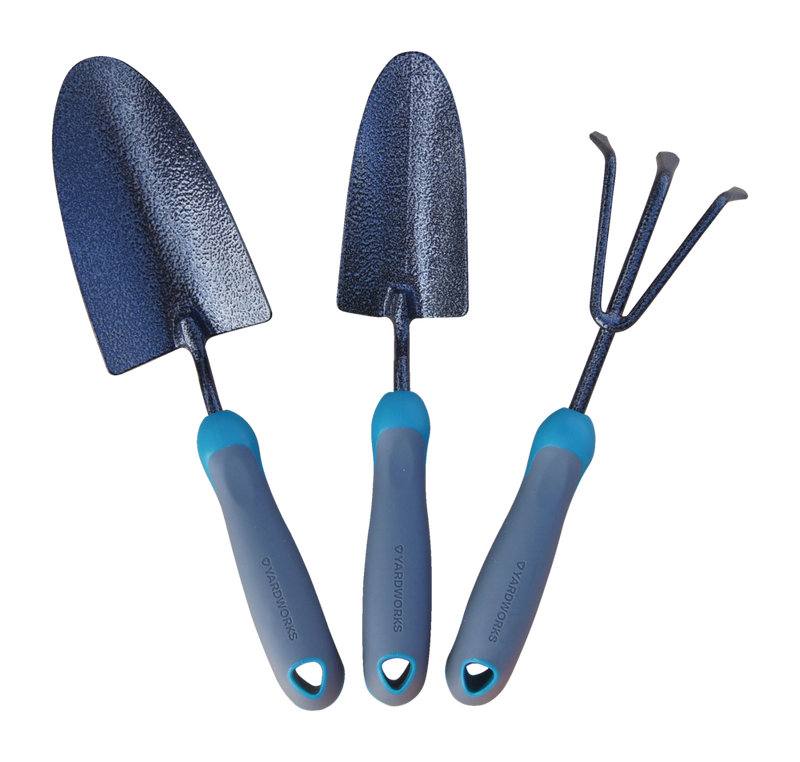 Carbon-Steel Garden Tool Set with Rubber Handles, Hammertone Finish, 3-pc K3455