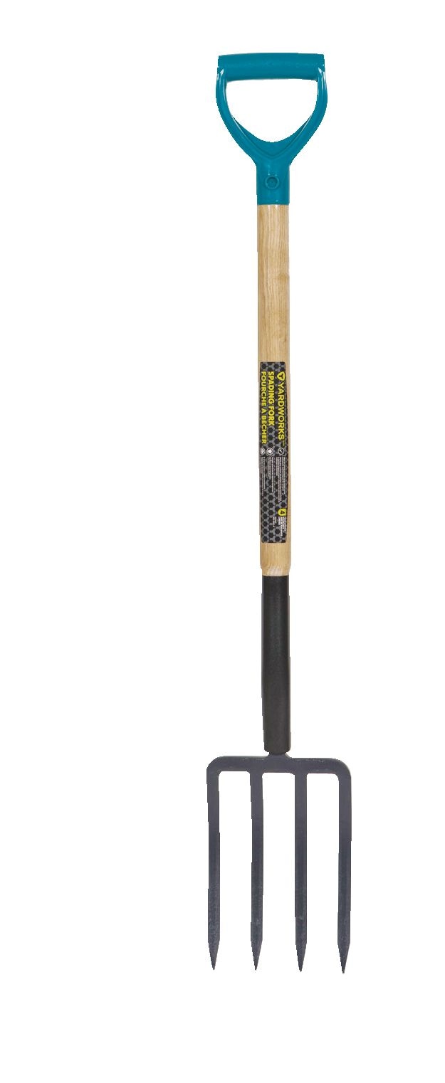 Tempered-Steel 4-Tine D-Grip Garden Fork, 30.5-in Wooden Shaft R6344
