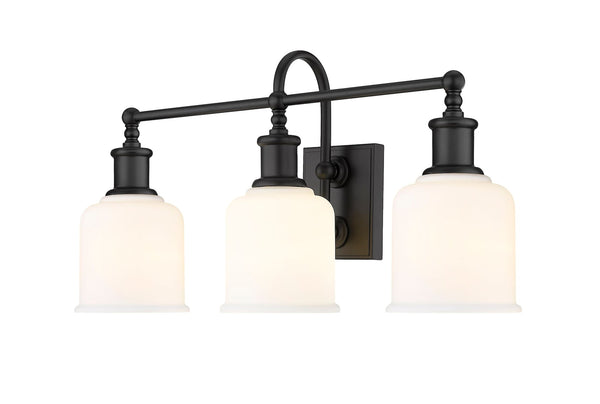 Bryant 3-Light Vanity Light, Black with Opal Shade P2664
