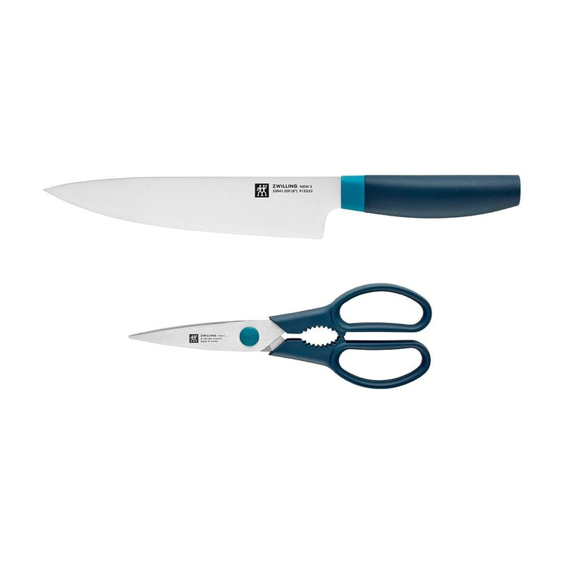 Now Multi-Purpose Stainless Steel Chef's Knife & Scissors/Shears Set, Blue, 2-pc N8412